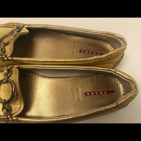 Prada Gold Leather Flats - Picture 6 of 15